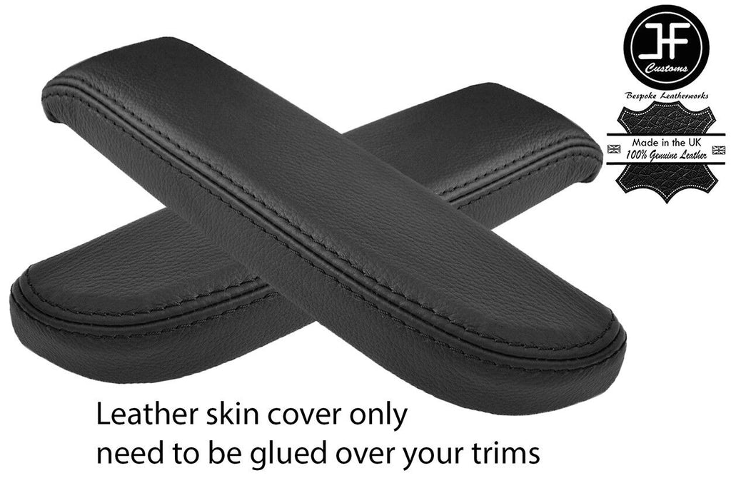 BLACK REAL LEATHER 2X FRONT DOOR ARMREST COVERS FOR TOYOTA LAND CRUISER 90-97