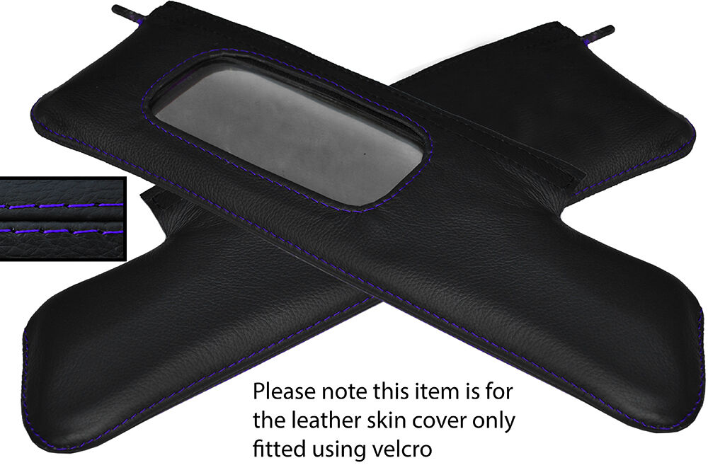 PURPLE STITCHING 2X SUN VISORS LEATHER SKIN COVERS FITS TRIUMPH TR6 1969-1976
