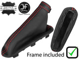 RED  STITCH LEATHER HANDBRAKE GAITER + PLASTIC FRAME FOR ALFA ROMEO MITO 08-17