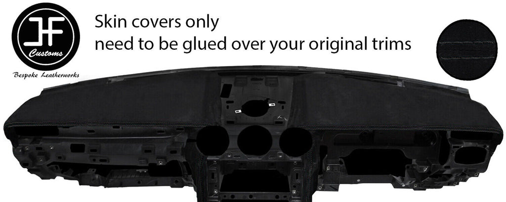 BLACK STITCH 2X TOP DASH PAD TRIM SUEDE COVERS FOR FORD MUSTANG 2015-2019