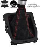 RED STITCH REAL SUEDE MANUAL GEAR GAITER FITS SUZUKI VITARA MK4 2015-2018