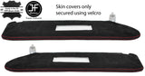 RED STITCHING 2X SUN VISOR SUEDE COVER FOR VW T6 TRANSPORTER 2 MIRROR CUTOUT