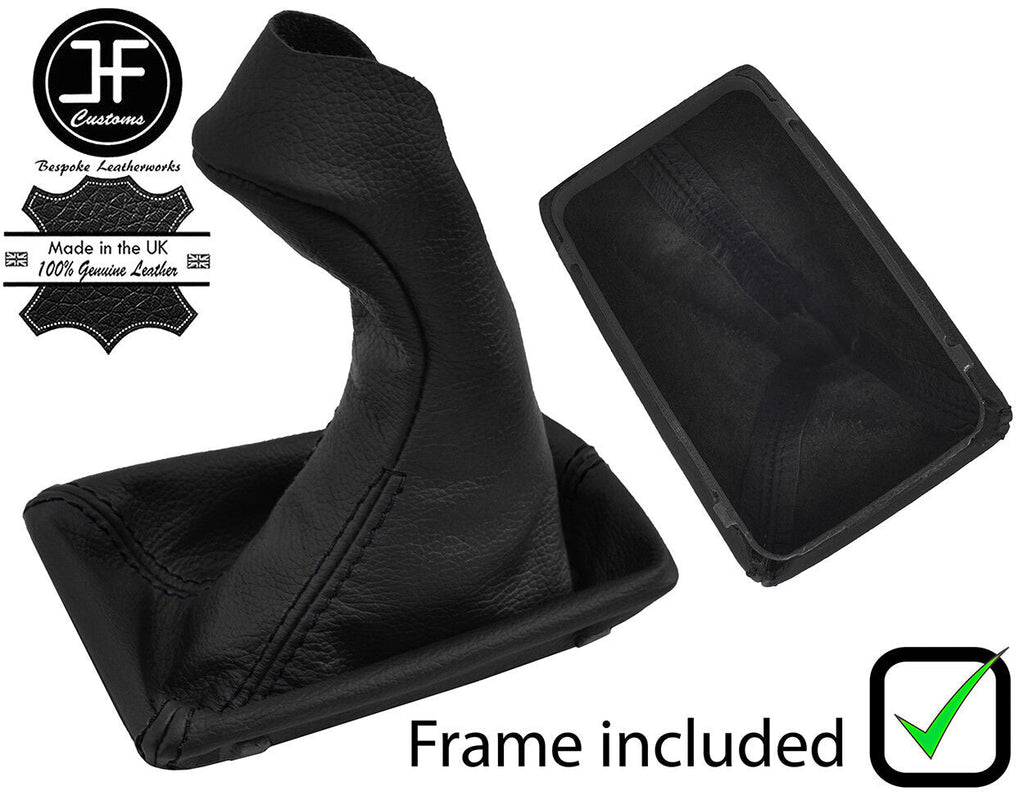 BLACK STITCH LEATHER MANUAL GEAR GAITER+PLASTIC FRAME FOR MERCEDES E CLASS W211
