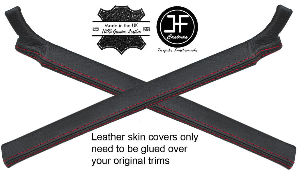 RED  STITCH 2X A PILLAR LEATHER COVERS FITS LAND ROVER DEFENDER 90 110 07-16