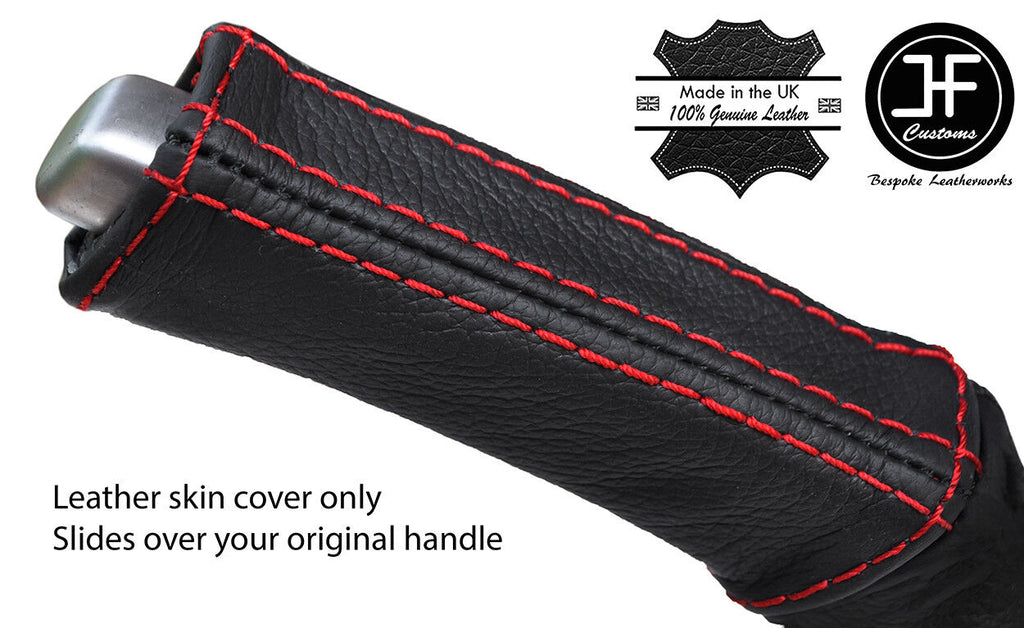 RED STITCH REAL LEATHER HANDBRAKE HANDLE COVER FITS VOLVO S40 V50 MK2 04-07