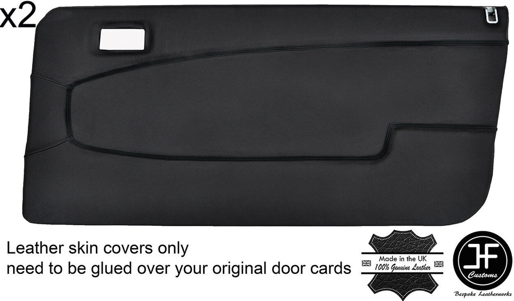 BLACK STITCH 2X FRONT DOOR CARD LEATHER COVERS FITS LANCIA BETA VOLUMEX COUPE