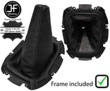 BLACK & BLACK 2 TONE LEATHER GEAR GAITER+PLASTIC FRAME FOR SUBARU IMPREZA 98-00