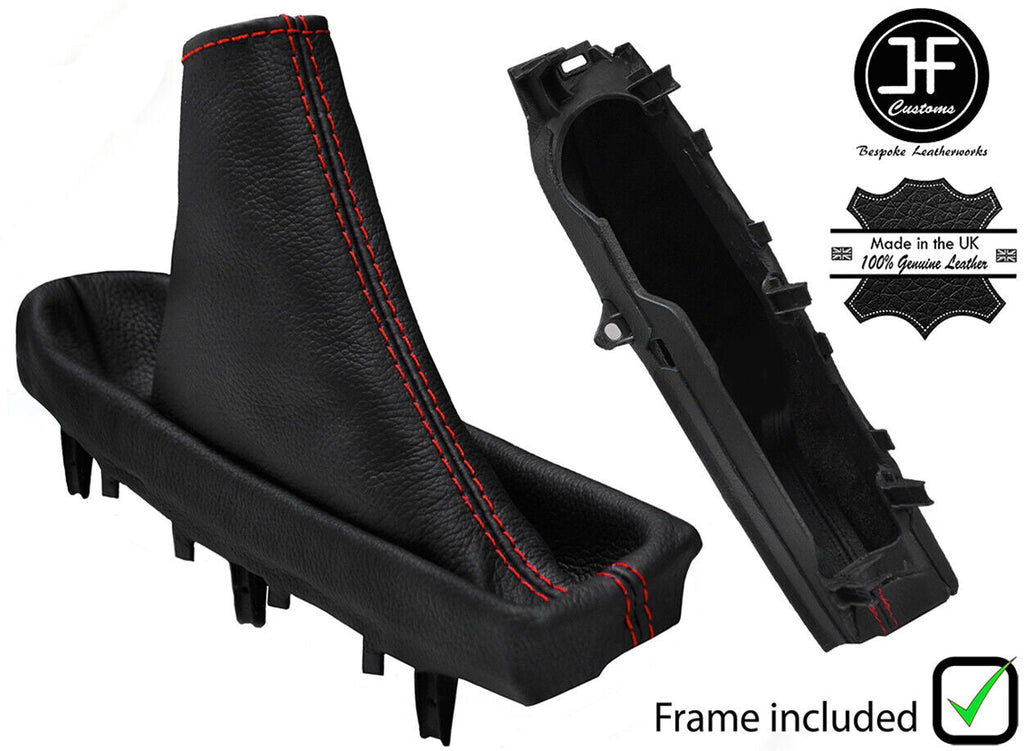 RED STITCHING LEATHER HANDBRAKE + PLASTIC FRAME FITS TOYOTA VERSO 2009-2013