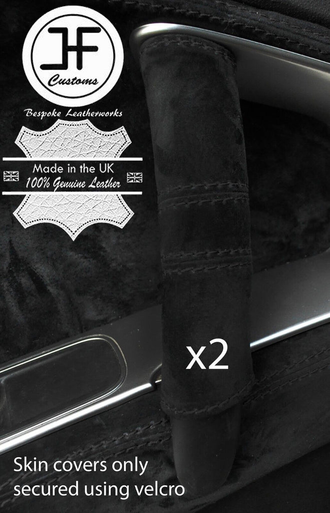 BLACK STITCHING 2X DOOR HANDLE REAL SUEDE COVERS FOR ALFA ROMEO MITO 2008-2017