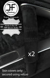 BLACK STITCHING 2X DOOR HANDLE REAL SUEDE COVERS FOR ALFA ROMEO MITO 2008-2017
