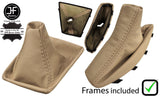 BEIGE LEATHER MANUAL GEAR & HANDBRAKE GAITER+PLASTIC FRAME FOR BMW X3 E83 03-10