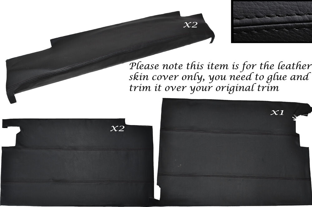 BLACK STITCH LOWER DOOR CARD KIT LEATHER SKIN COVERS FITS LANDROVER SERIES 2A 3