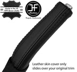 BLACK & BLACK STRIPE LEATHER HANDBRAKE HANDLE COVER FITS VOLVO V40 2012-2018
