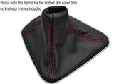 RED STITCHING LEATHER MANUAL GEAR GAITER FITS LANCIA YPSILON 2011-2015