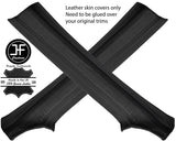 BLACK & BLACK STRIPE 2X A POST PILLAR LEATHER COVERS FOR DODGE VIPER 2003-2010