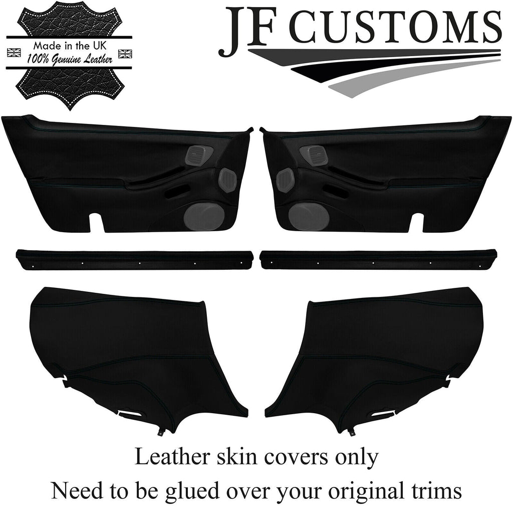 BLACK STITCH ITALIAN LEATHER COVERS FOR NISSAN 300ZX Z32 DOOR RECOVERY KIT