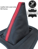 BLACK & RED STRIPE TOP GRAIN LEATHER GEAR GAITER FITS FORD FIESTA MK7 08-13