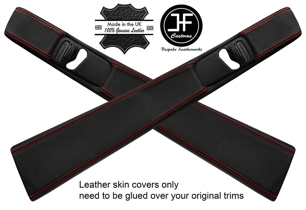 RED STITCH 2X B PILLAR REAL LEATHER COVERS FOR MERCEDES S CLASS SE W126 79-91