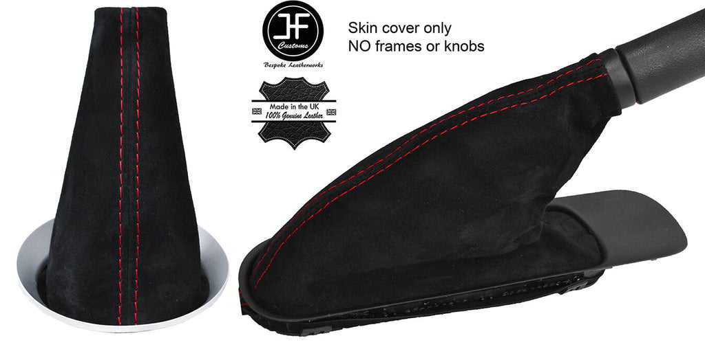 RED STITCH REAL SUEDE GAITER & HANDBRAKE SET FOR BMW MINI COOPER R55 R56 R57