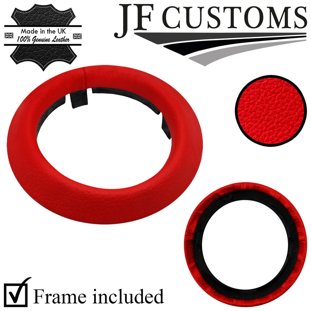 RED LEATHER SMG AUTOMATIC GEAR SURROUND RING TRIM FOR BMW E46 99-05 CUSTOM NEW