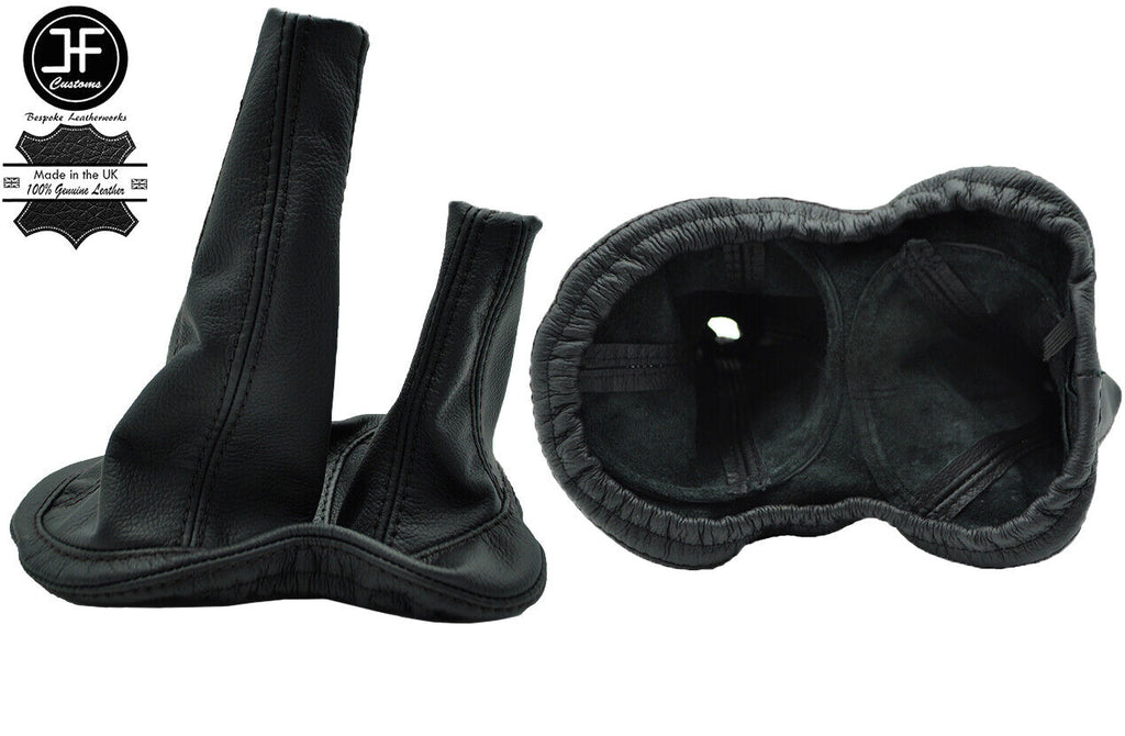 BLACK STITCH FULL LEATHER GEAR GAITER FOR LAND ROVER DEFENDER 83-06 OVER RUBBER