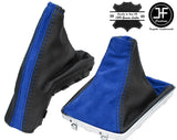 BLACK LEATHER BLUE SUEDE FOR VAUXHALL OPEL ASTRA MK5 H 2005-2010 GAITERS SET