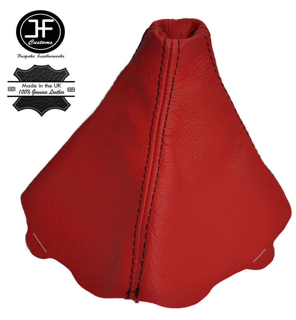 RED REAL GENUINE LEATHER GEAR GAITER FITS AUDI A4 B7 2004-2008 BLACK STITCH