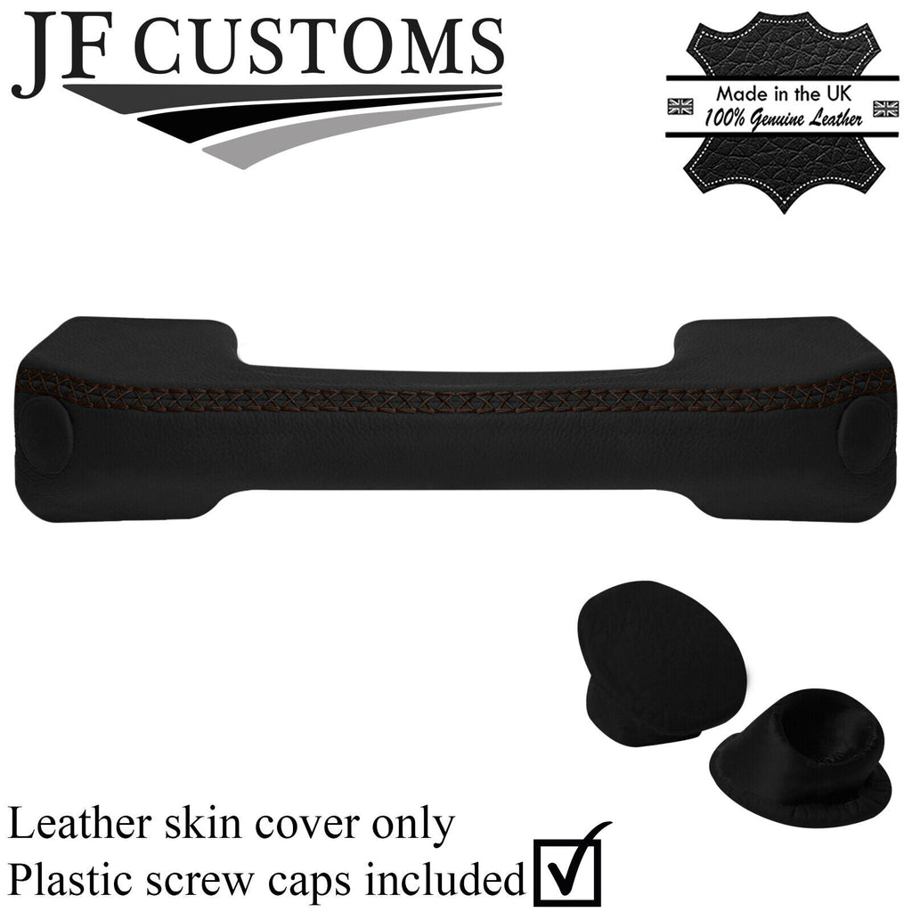 BROWN LUX-STITCH LEATHER DASH HANDLE + SCREW CAPS FOR LAND ROVER DEFENDER 07-16