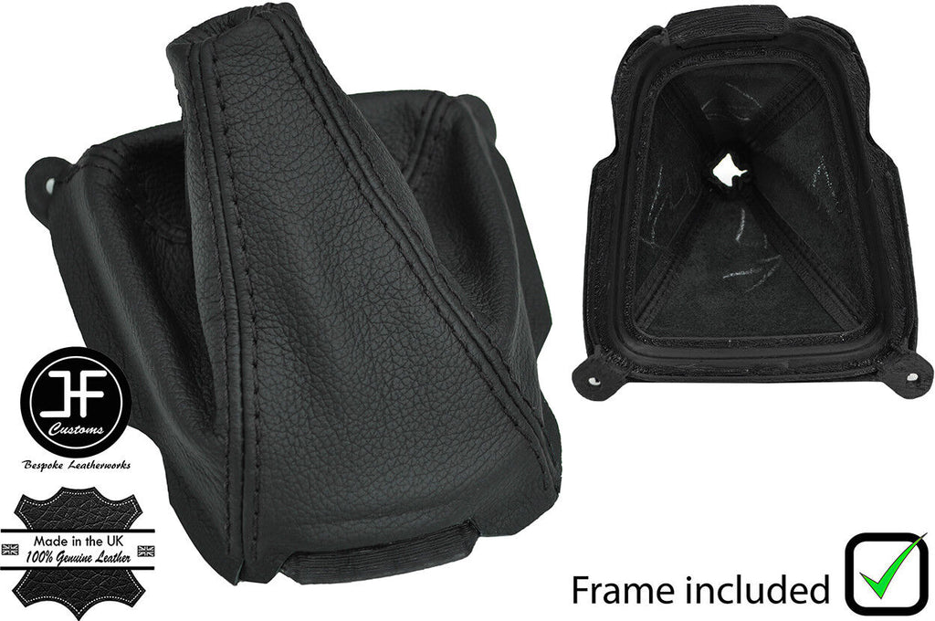 BLACK STITCH LEATHER GEAR GAITER + PLASTIC FRAME FITS MITSUBISHI FTO 1994-2001