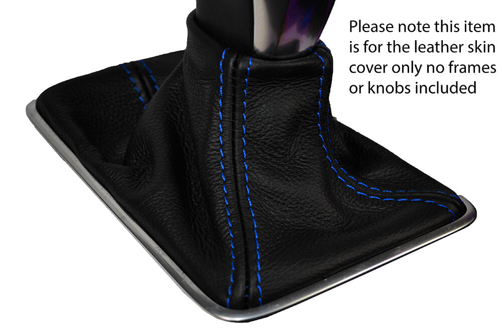 BLUE STITCHING LEATHER AUTO AUTOMATIC GEAR GAITER FITS VOLVO V40 2012-2015