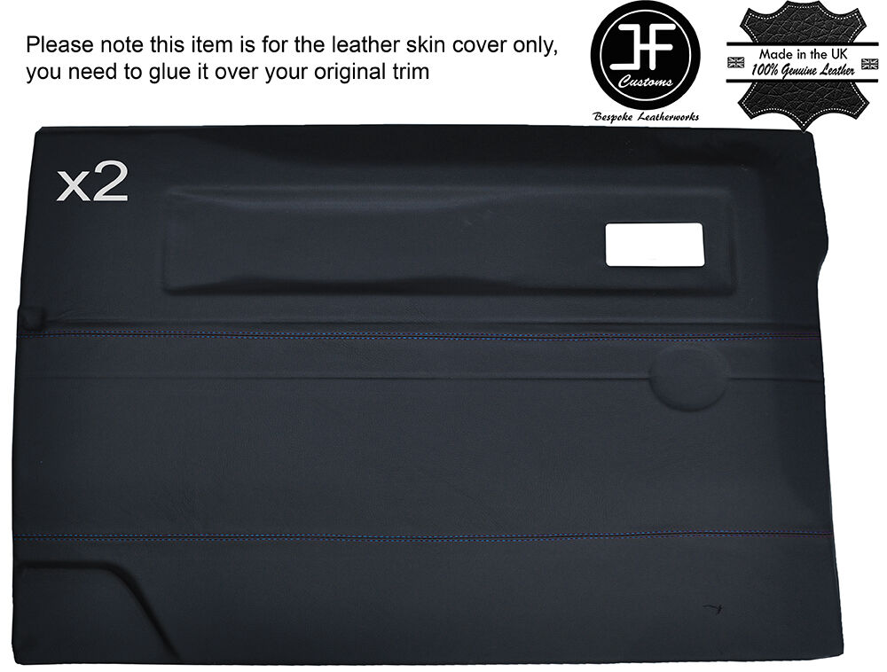BLUE STITCH 2X FRONT ELECTRIC WINDOW DOOR CARD COVERS FITS LAND ROVER DEFENDER