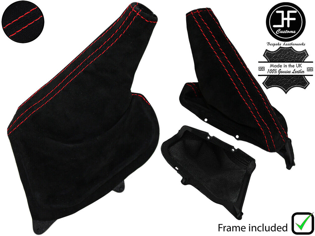 RED STITCH SUEDE HANDBRAKE GAITER+FRAME FOR TOYOTA JZX 100 CHASER 96-00