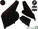 RED STITCH SUEDE HANDBRAKE GAITER+FRAME FOR TOYOTA JZX 100 CHASER 96-00