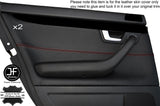 RED STITCH 2X REAR DOOR CARD TRIM LEATHER COVER FITS AUDI A4 B7 2004-2008