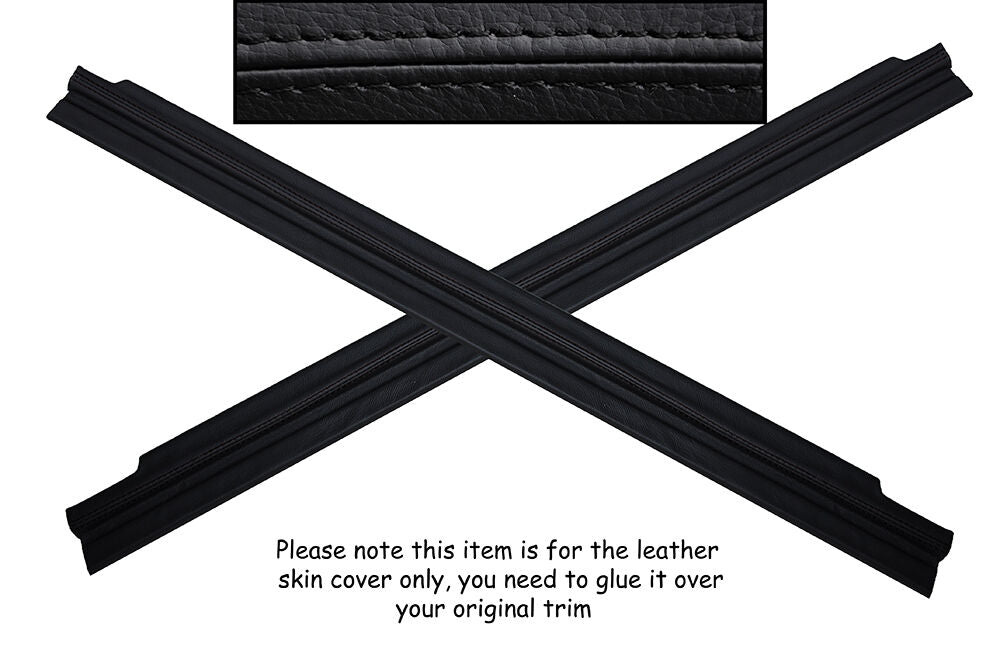 BLACK STITCH 2X FRONT DOOR SILL LEATHER COVERS FITS LAND ROVER DISCOVERY 96-04