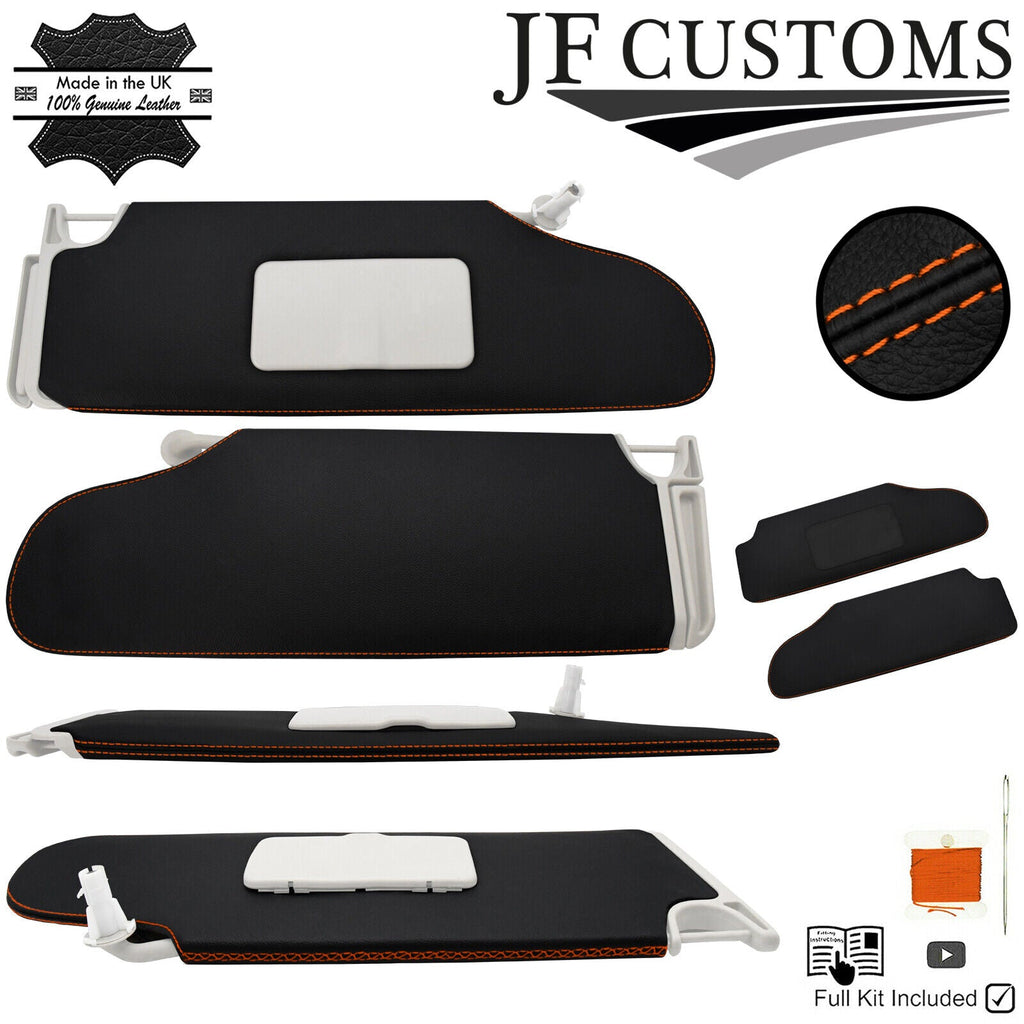 ORANGE CROSS STITCH ITALIAN LEATHER 2X SUN VISOR COVERS FITS HUMMER H2 02-09