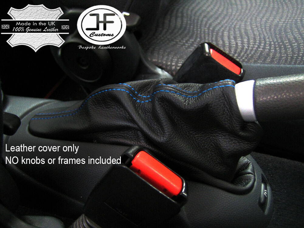 BLUE STITCHING FITS BMW MINI R50 R53 2001-2006 HANDBRAKE SLEEVECOVER LEATHER
