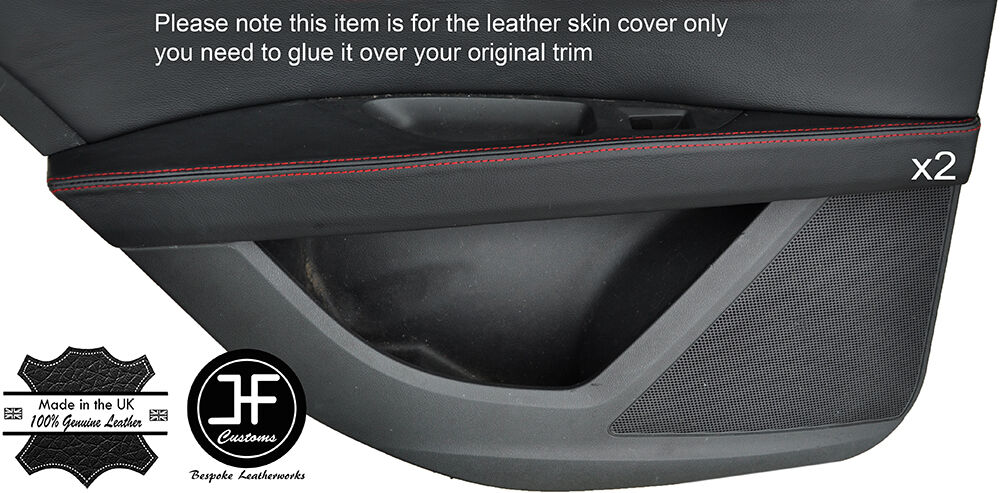 RED STICH 2X REAR DOOR ARMREST LEATHER COVERS FITS SEAT LEON 2013-2016 5 DOOR