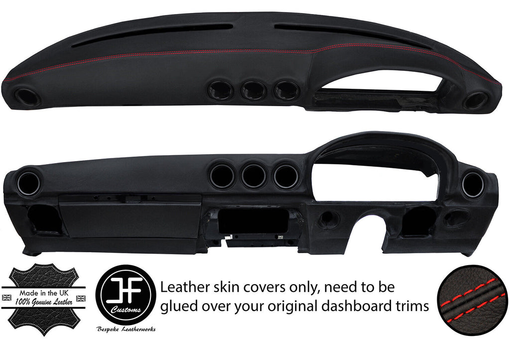 RED STITCH DASH DASHBOARD REAL LEATHER COVER FITS MERCEDES SL C107 R107 71-89