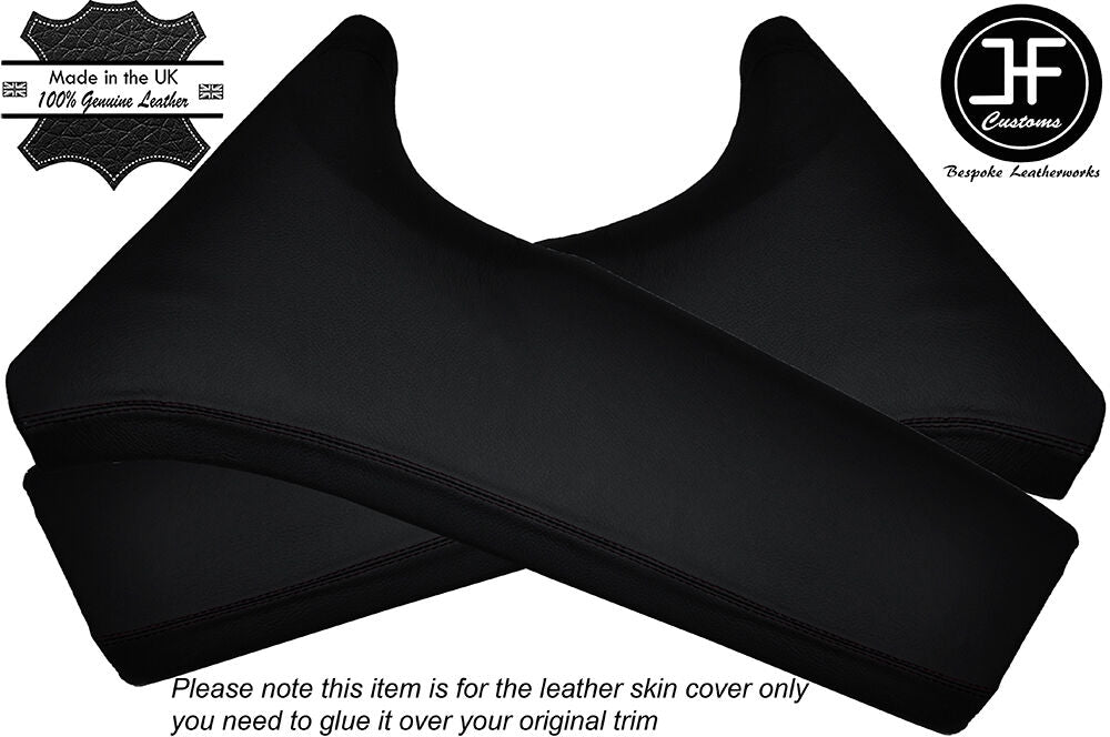 BLACK STITCH 2X LOWER B PILLAR LEATHER COVERS FITS HONDA CIVIC COUPE 1996-2000