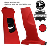 RED REAL LEATHER 2X UPPER AND 2X LOWER B PILLAR COVER FOR AUDI Q5 2008-2015