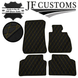 YELLOW DIAMOND STITCH VINYL 4X TAILORED FLOOR MAT CARPETS FOR BMW E90 E91 06-13