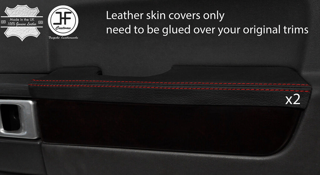 RED STITCH 2X FRONT DOOR ARMREST LEATHER COVERS FITS RANGE ROVER VOGUE 06-12
