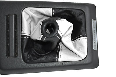 white & black FITS VW VOLKSWAGON CORRADO 88-95 LEATHER GEAR GAITER 2 TONE