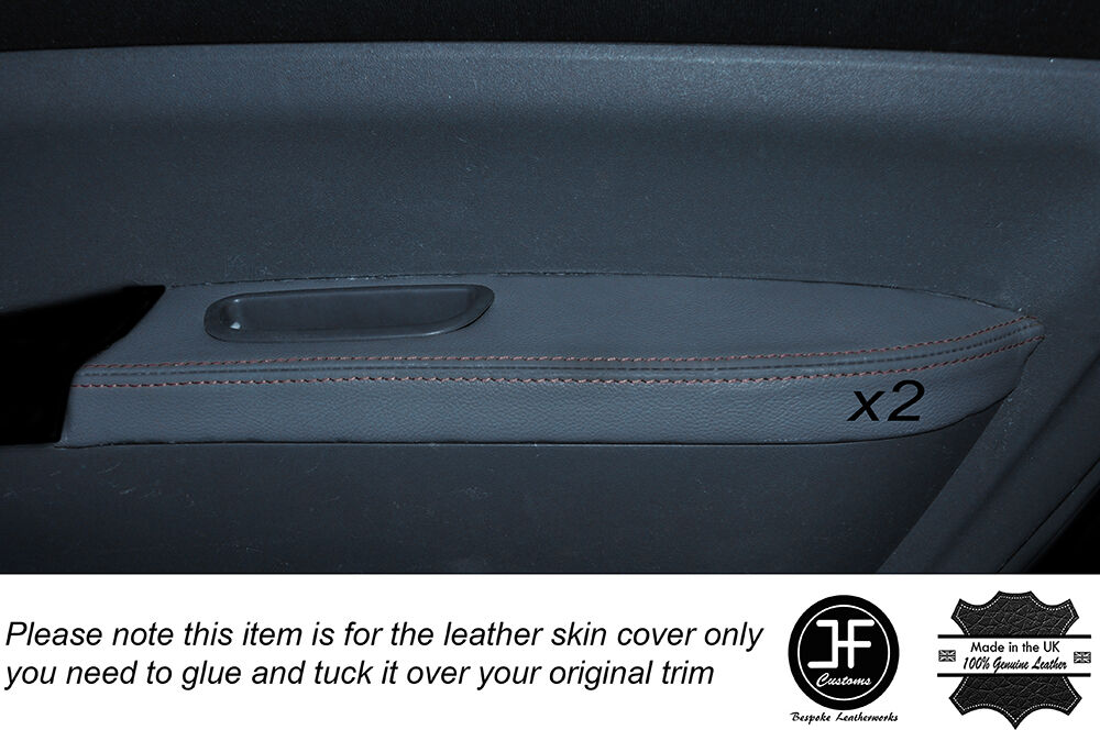 GREY STITCH 2X REAR DOOR ARMREST GREY SKIN COVER FITS TOYOTA PRIUS T3 T4 05-09