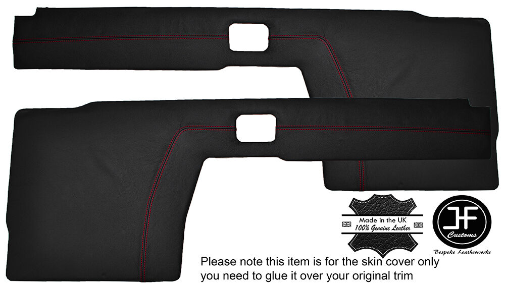 RED STITCHING 2X FRONT DOOR CARD TRIM LEATHER COVERS FITS BMW E24 HIGHLINE