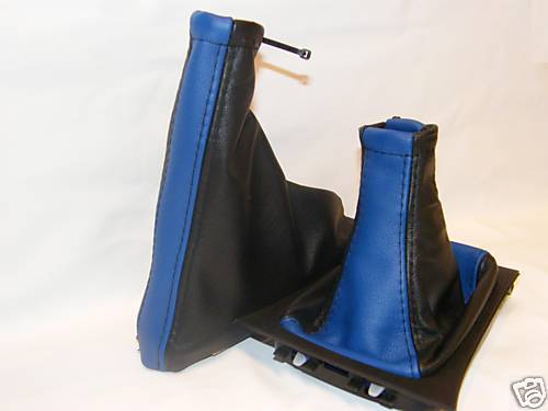 FITS VAUXHALL OPEL VECTRA B 96-02 BLACK BLUE LEATHER GAITERS CUSTOM NEW