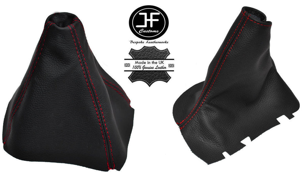 RED STITCH BLACK LEATHER MANUAL GEAR & HANDBRAKE GAITER FITS VOLVO S80 98-06
