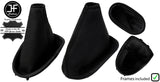 BLACK STITCH LEATHER MANUAL GAITER SET +FRAME FOR FORD FIESTA MK4 MK5 1995-2002