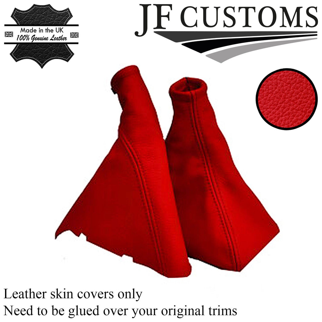 RED LEATHER GEAR HANDBRAKE COVERS FITS VAUXHALL OPEL CALIBRA VECTRA CAVALIER